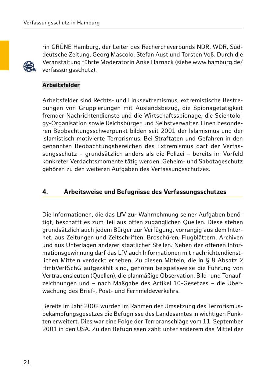 Seite 22 des Verfassungsschutzbericht 2019 Hamburg