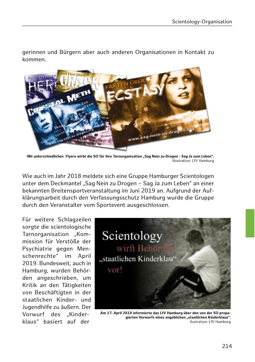 Seite 215 des Verfassungsschutzbericht 2019 Hamburg