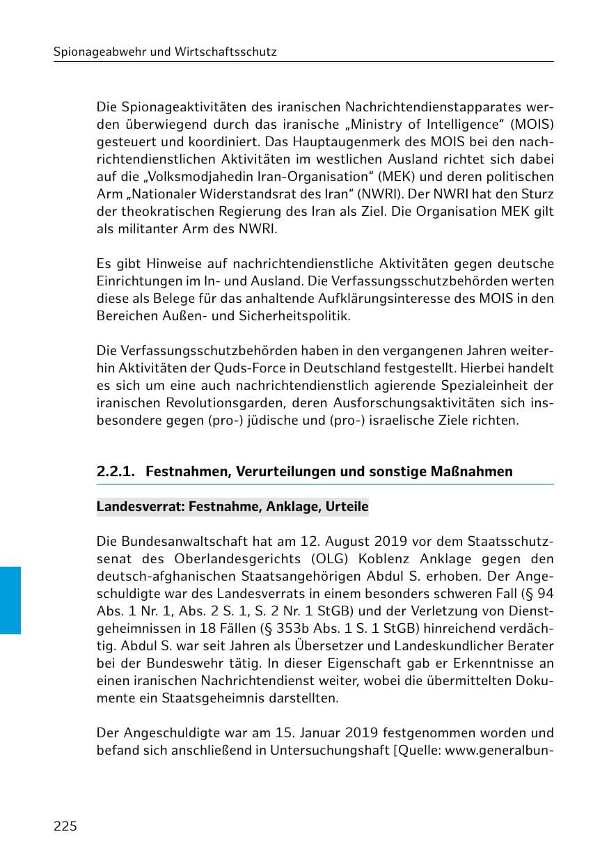 Seite 226 des Verfassungsschutzbericht 2019 Hamburg