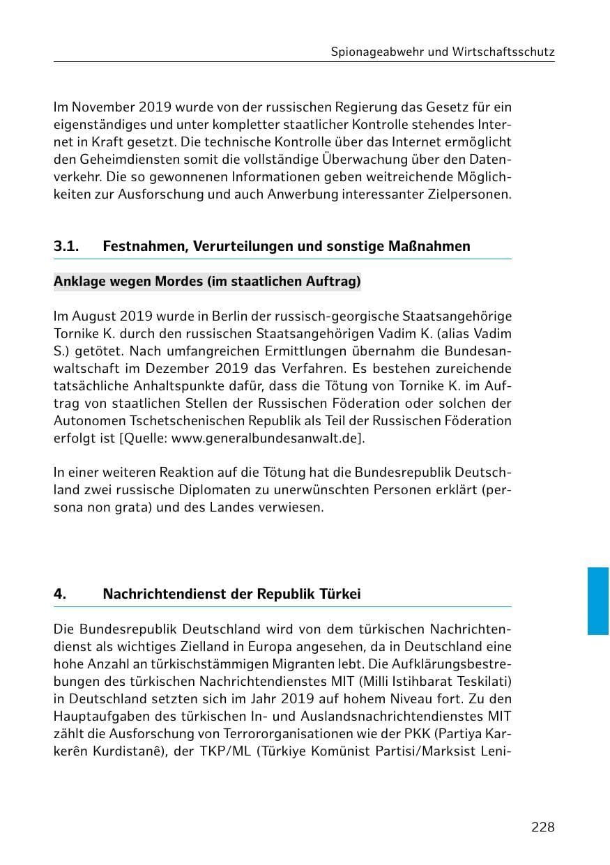 Seite 229 des Verfassungsschutzbericht 2019 Hamburg