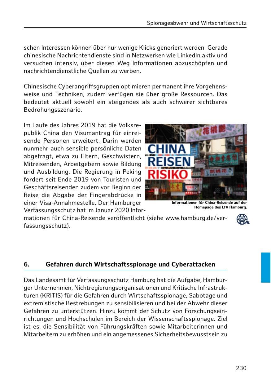 Seite 231 des Verfassungsschutzbericht 2019 Hamburg