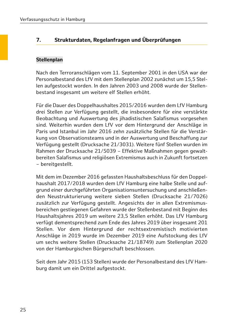 Seite 26 des Verfassungsschutzbericht 2019 Hamburg
