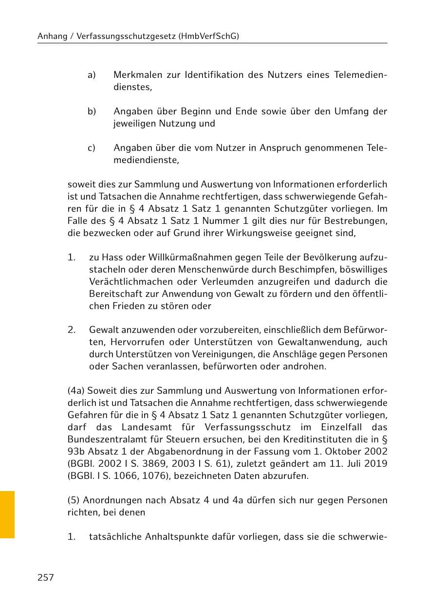 Seite 258 des Verfassungsschutzbericht 2019 Hamburg