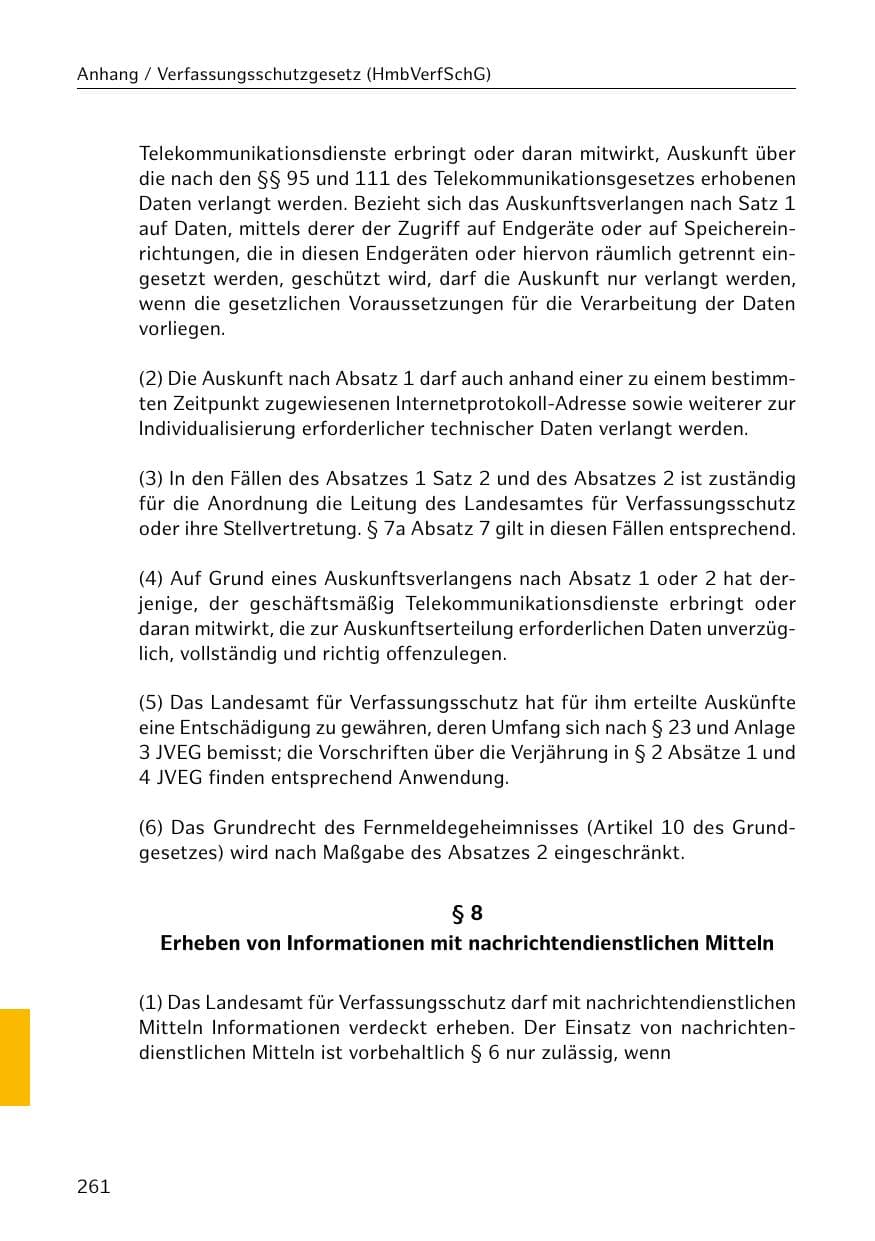 Seite 262 des Verfassungsschutzbericht 2019 Hamburg