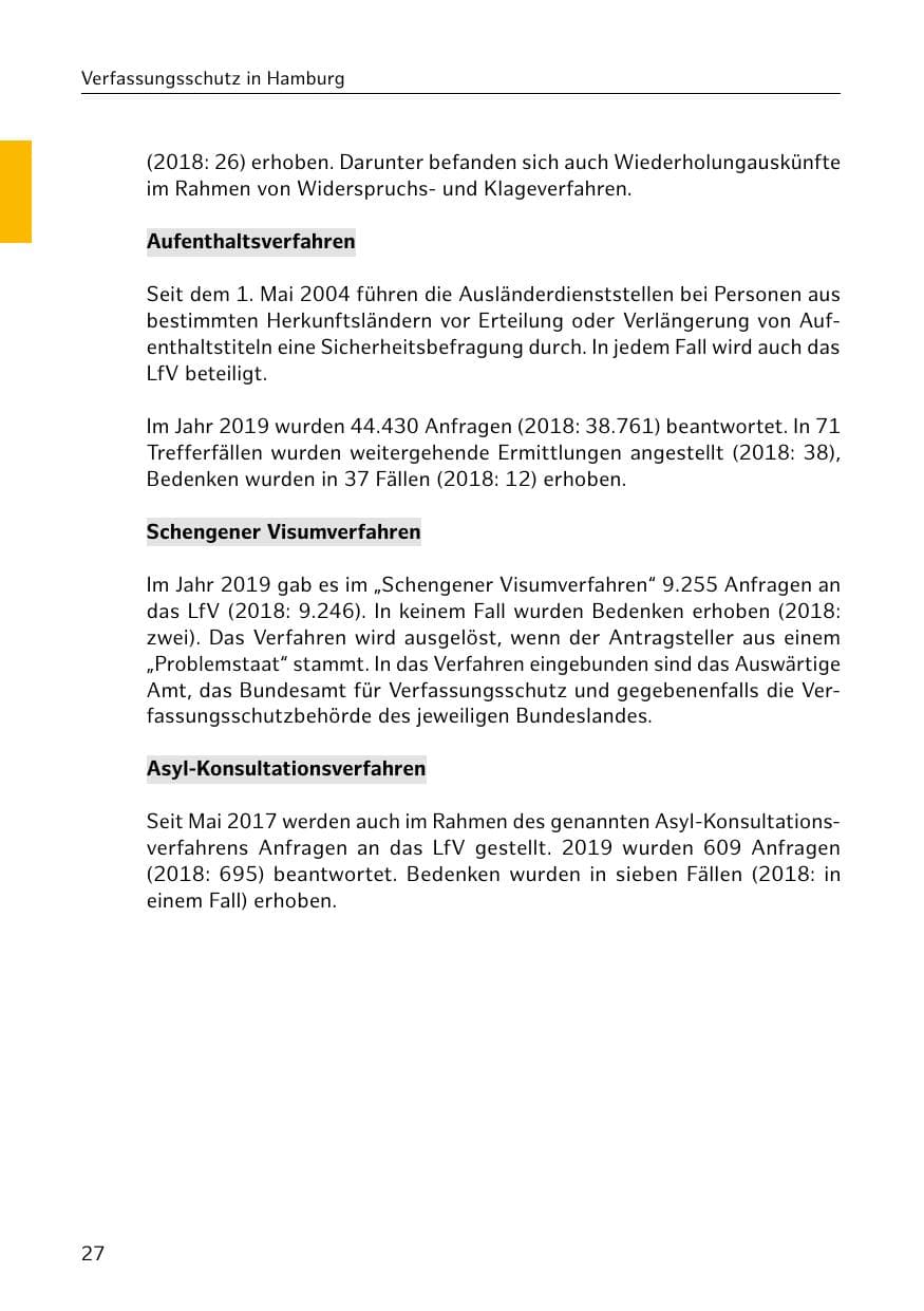 Seite 28 des Verfassungsschutzbericht 2019 Hamburg