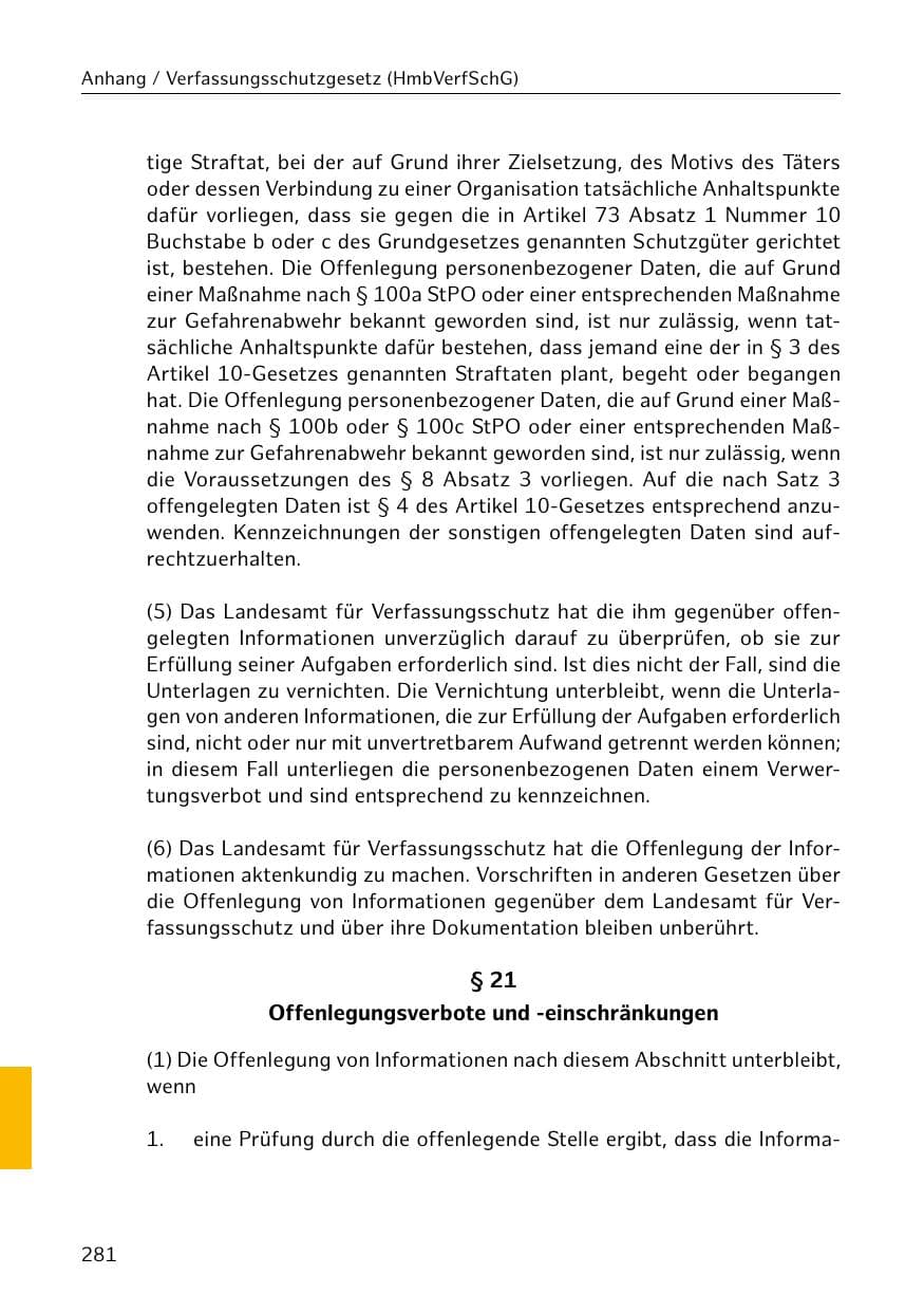 Seite 282 des Verfassungsschutzbericht 2019 Hamburg
