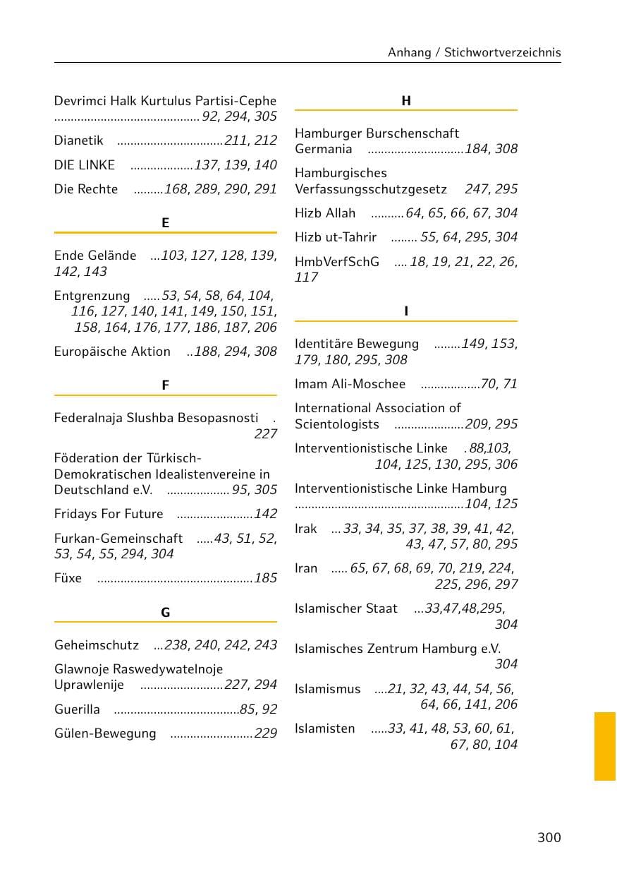 Seite 301 des Verfassungsschutzbericht 2019 Hamburg