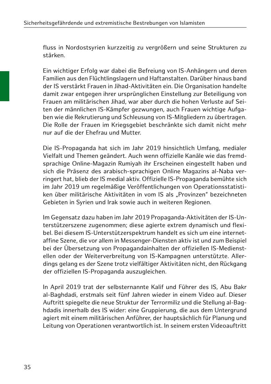 Seite 36 des Verfassungsschutzbericht 2019 Hamburg
