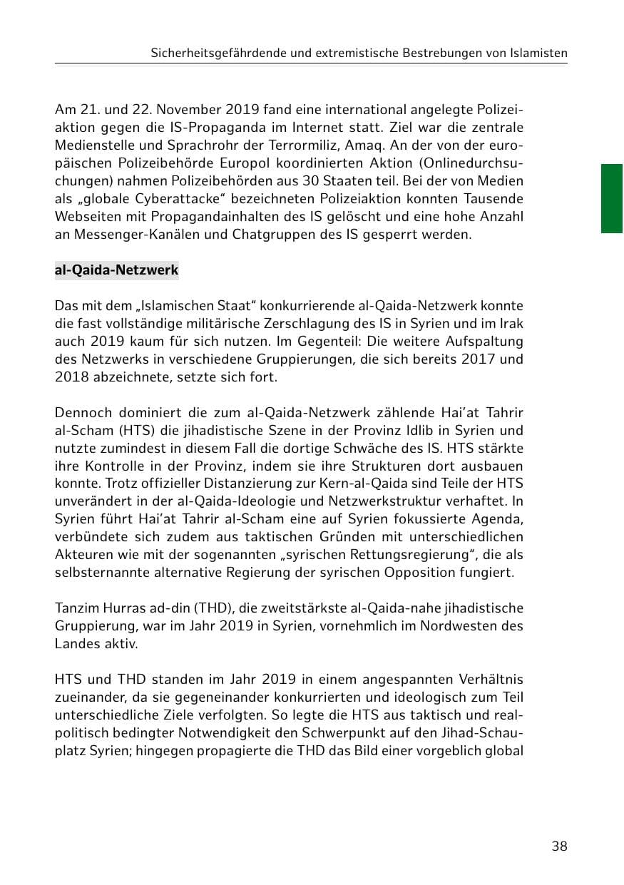 Seite 39 des Verfassungsschutzbericht 2019 Hamburg