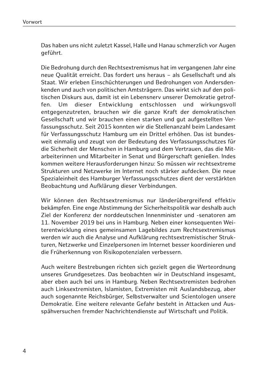 Seite 5 des Verfassungsschutzbericht 2019 Hamburg