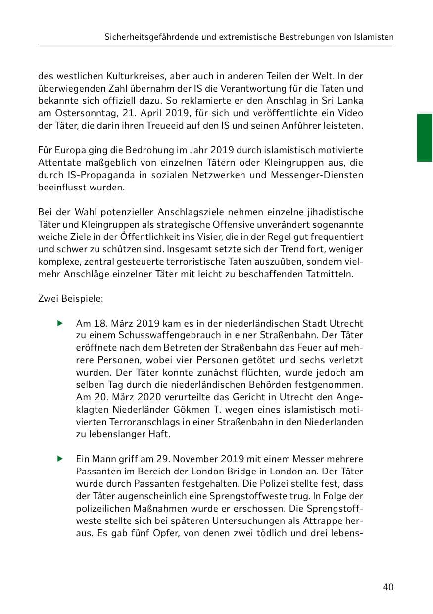 Seite 41 des Verfassungsschutzbericht 2019 Hamburg