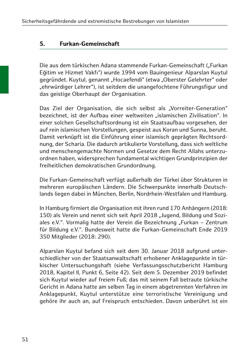 Seite 52 des Verfassungsschutzbericht 2019 Hamburg