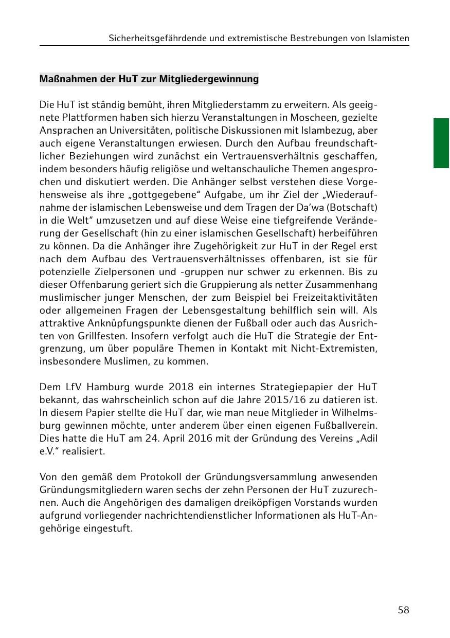 Seite 59 des Verfassungsschutzbericht 2019 Hamburg