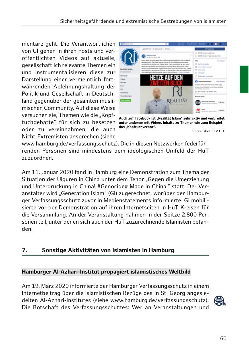 Seite 61 des Verfassungsschutzbericht 2019 Hamburg
