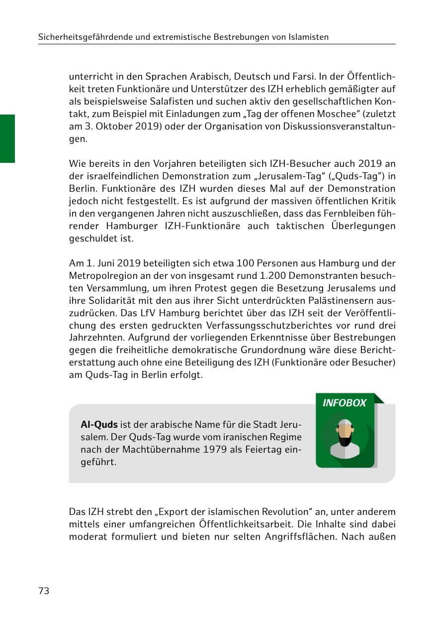Seite 74 des Verfassungsschutzbericht 2019 Hamburg