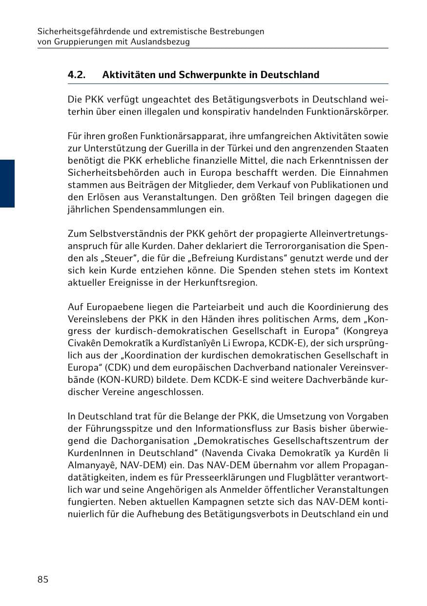 Seite 86 des Verfassungsschutzbericht 2019 Hamburg
