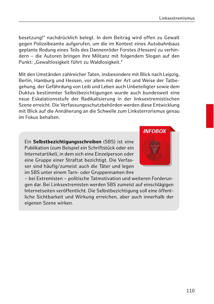 Seite 110 des Verfassungsschutzbericht 2020 Hamburg