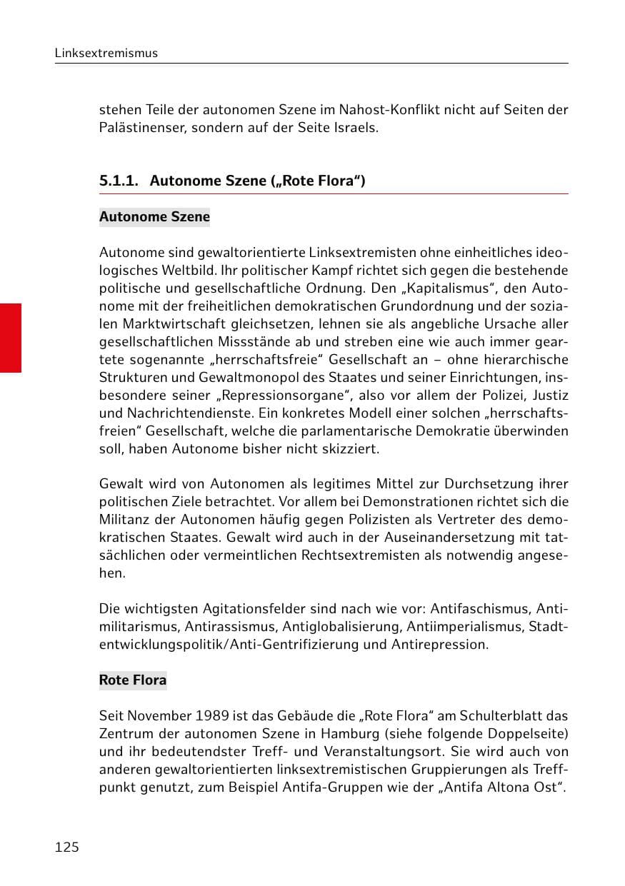 Seite 125 des Verfassungsschutzbericht 2020 Hamburg