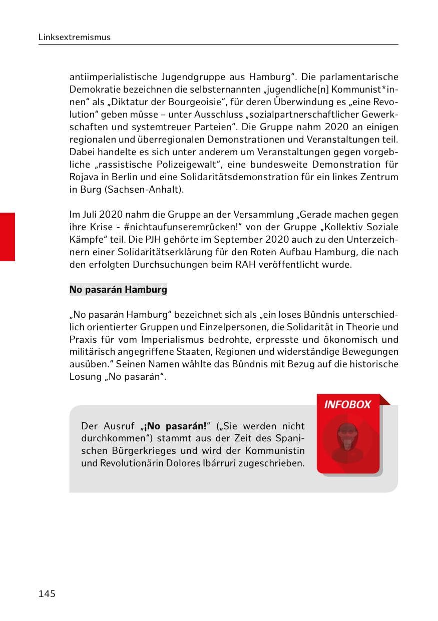 Seite 145 des Verfassungsschutzbericht 2020 Hamburg