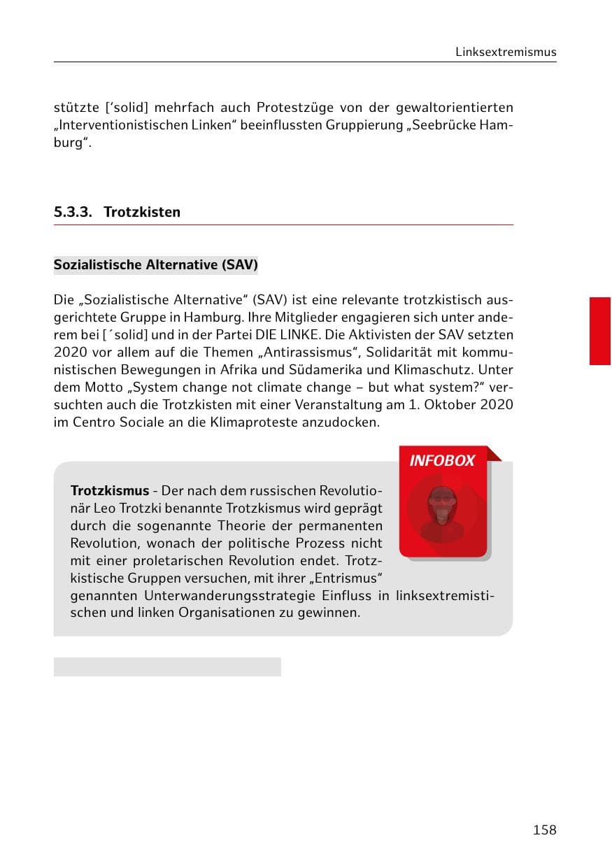 Seite 158 des Verfassungsschutzbericht 2020 Hamburg