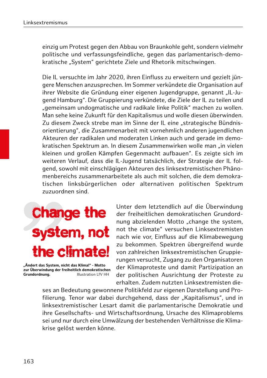 Seite 163 des Verfassungsschutzbericht 2020 Hamburg