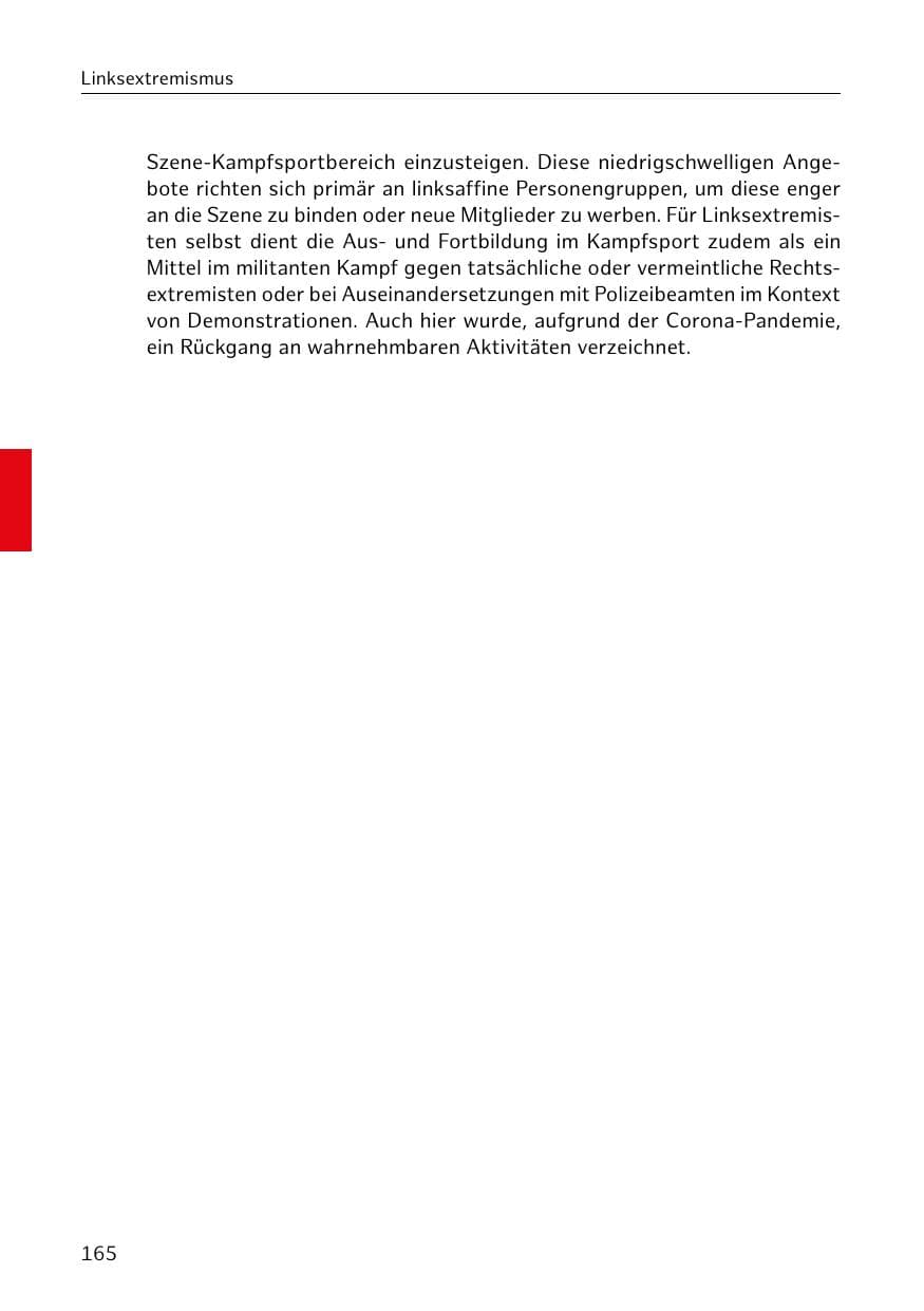 Seite 165 des Verfassungsschutzbericht 2020 Hamburg