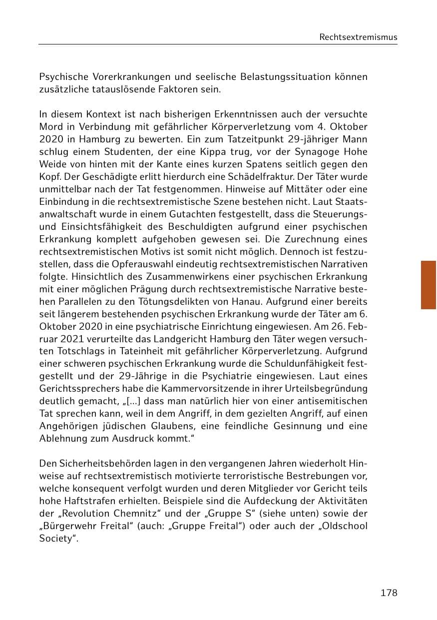 Seite 178 des Verfassungsschutzbericht 2020 Hamburg