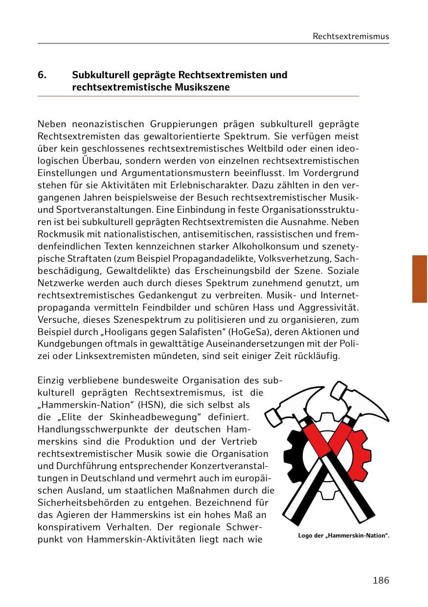 Seite 186 des Verfassungsschutzbericht 2020 Hamburg