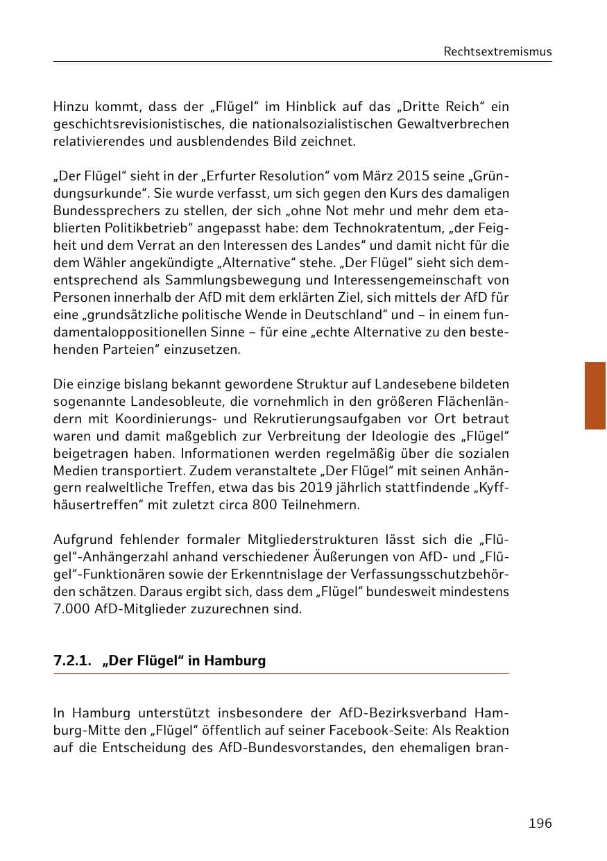 Seite 196 des Verfassungsschutzbericht 2020 Hamburg