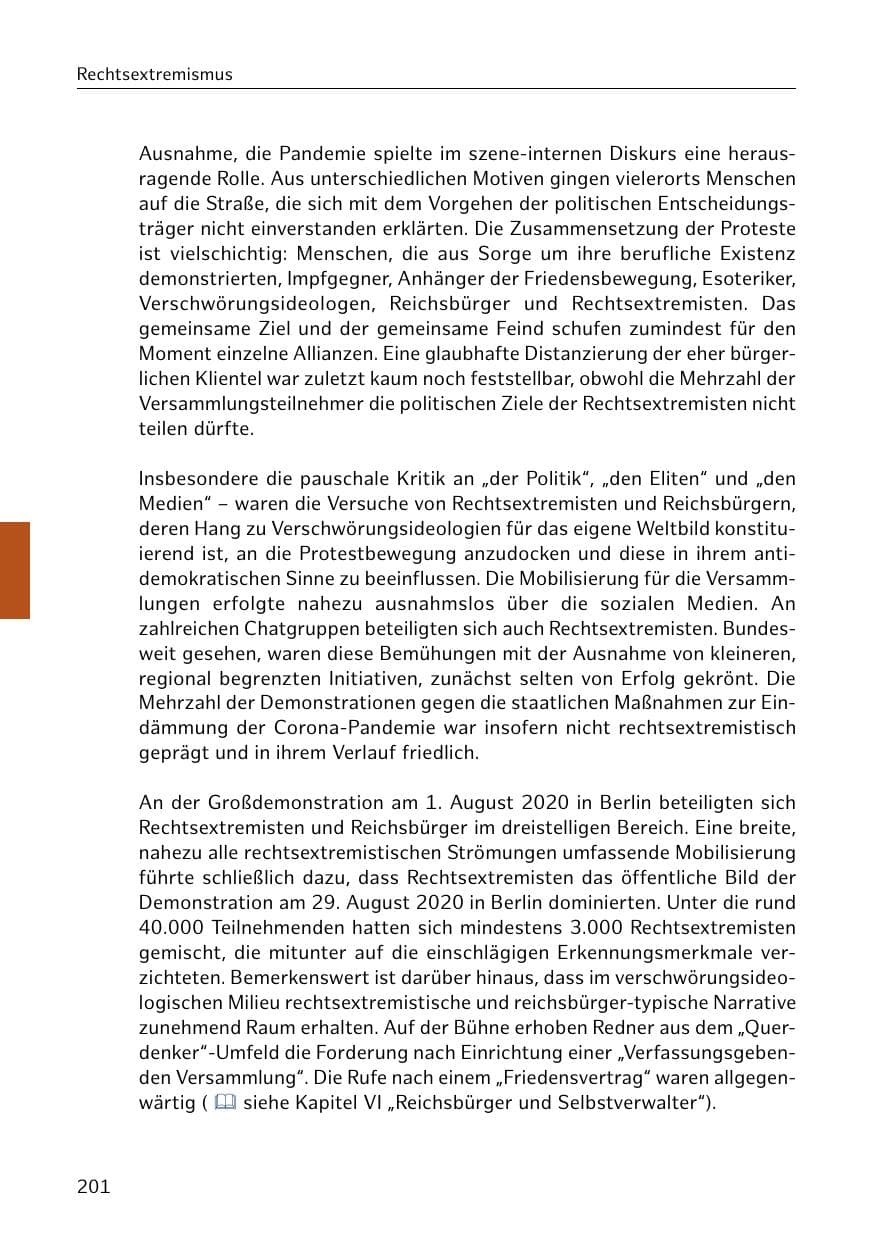 Seite 201 des Verfassungsschutzbericht 2020 Hamburg