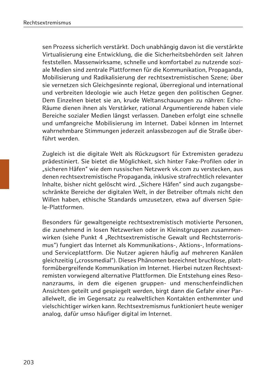 Seite 203 des Verfassungsschutzbericht 2020 Hamburg