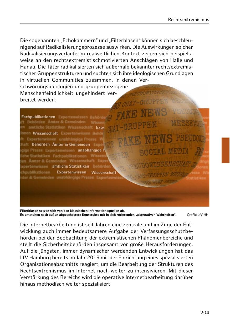 Seite 204 des Verfassungsschutzbericht 2020 Hamburg
