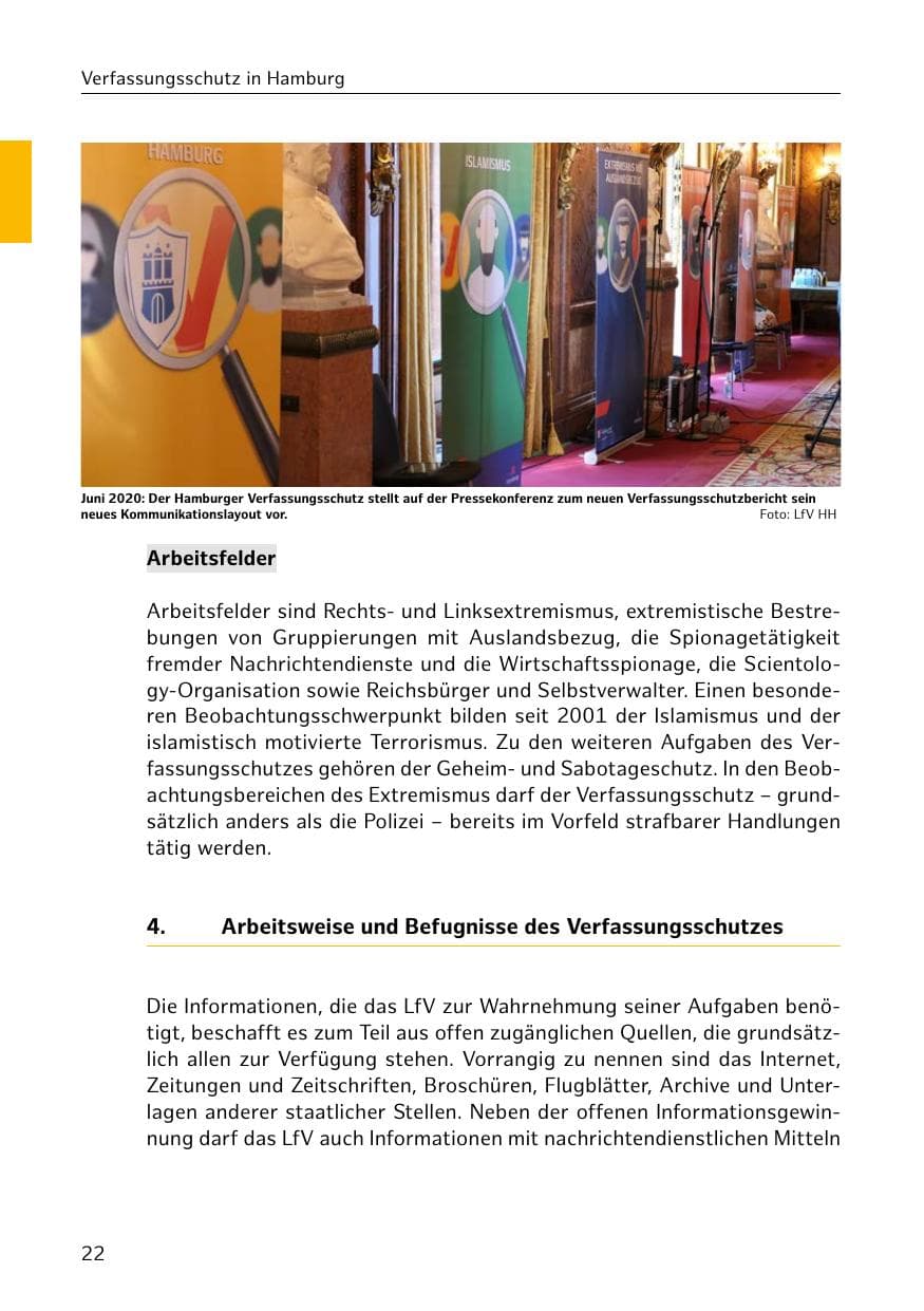 Seite 22 des Verfassungsschutzbericht 2020 Hamburg