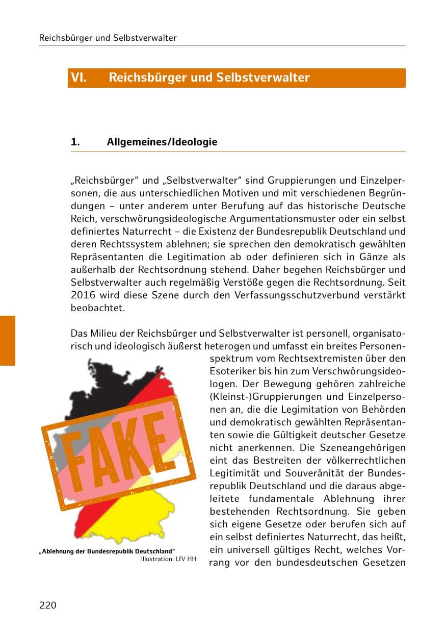 Seite 220 des Verfassungsschutzbericht 2020 Hamburg