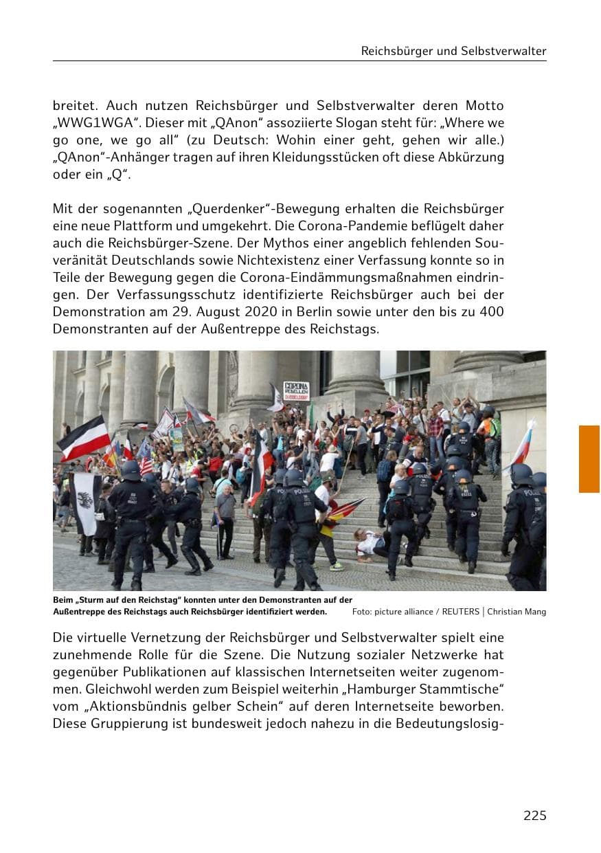 Seite 225 des Verfassungsschutzbericht 2020 Hamburg
