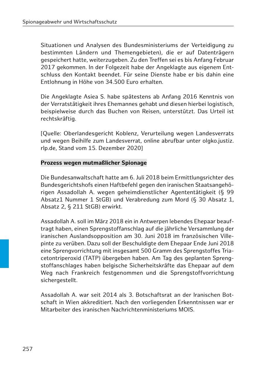 Seite 257 des Verfassungsschutzbericht 2020 Hamburg
