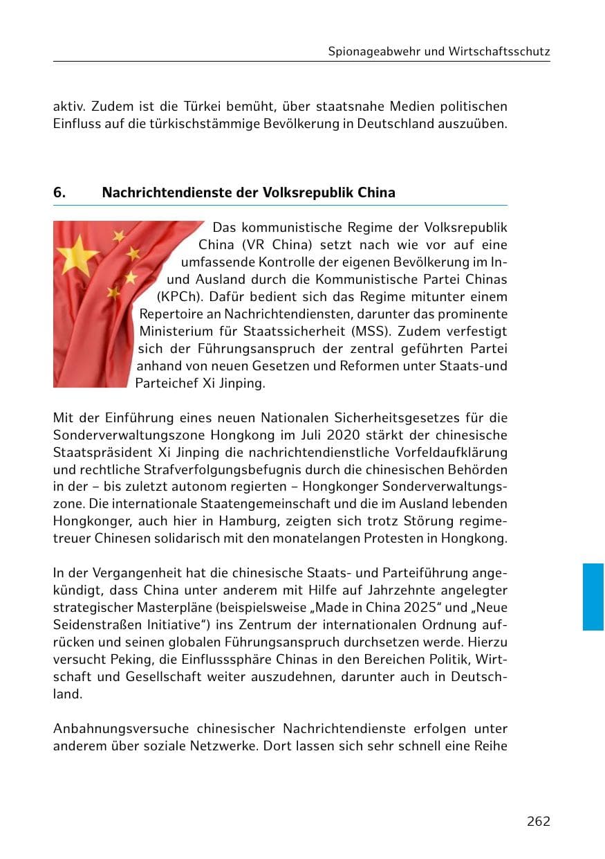 Seite 262 des Verfassungsschutzbericht 2020 Hamburg