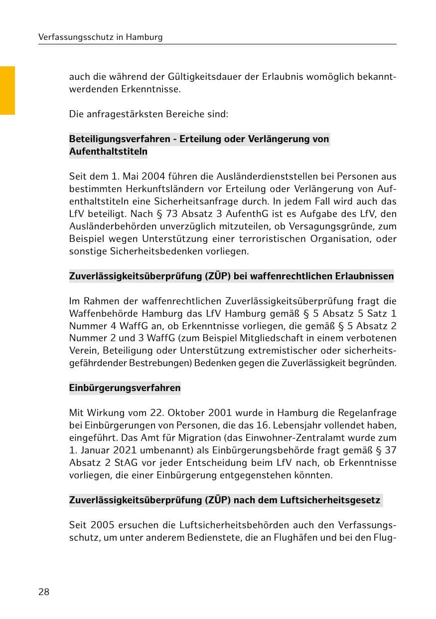Seite 28 des Verfassungsschutzbericht 2020 Hamburg
