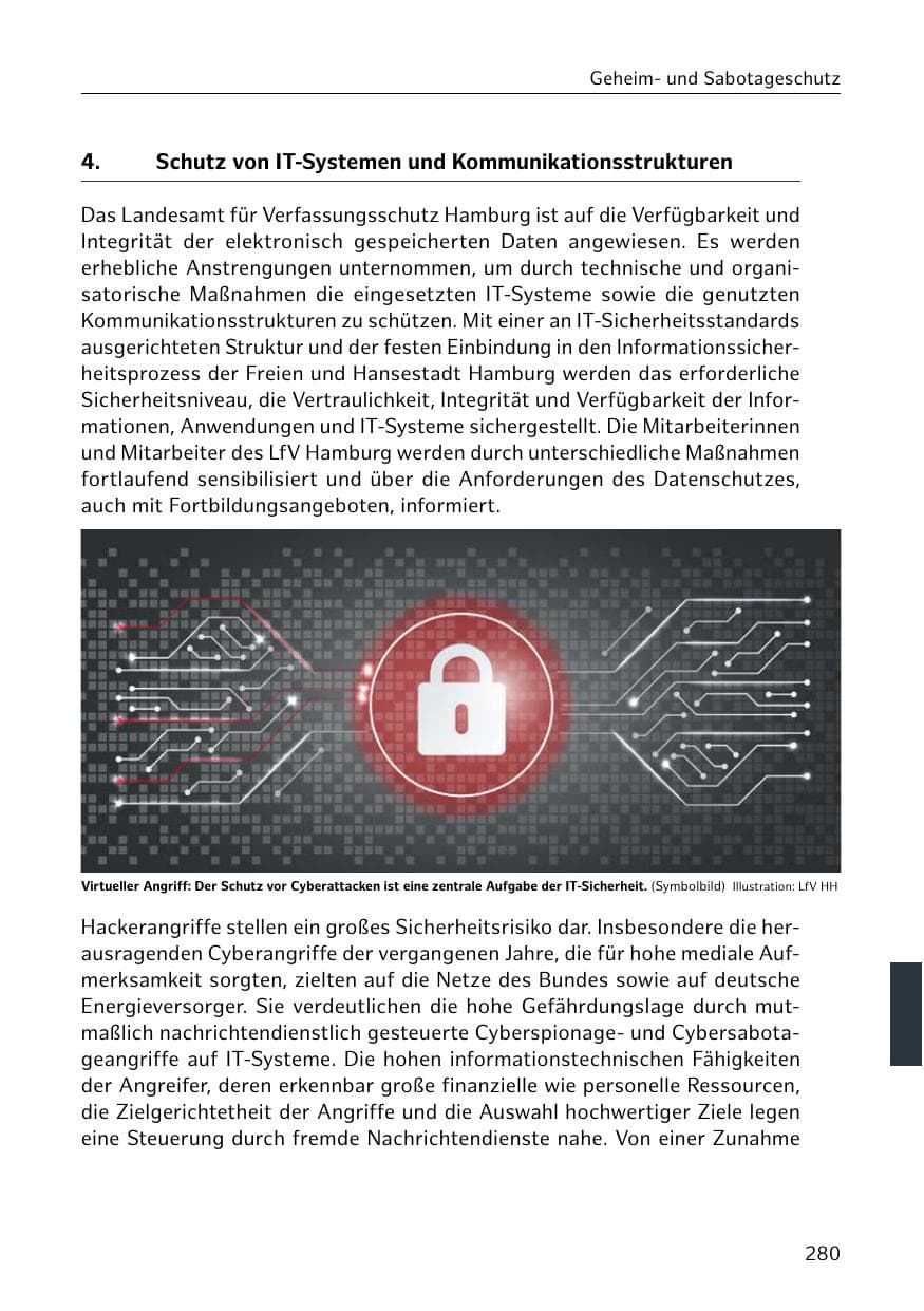 Seite 280 des Verfassungsschutzbericht 2020 Hamburg