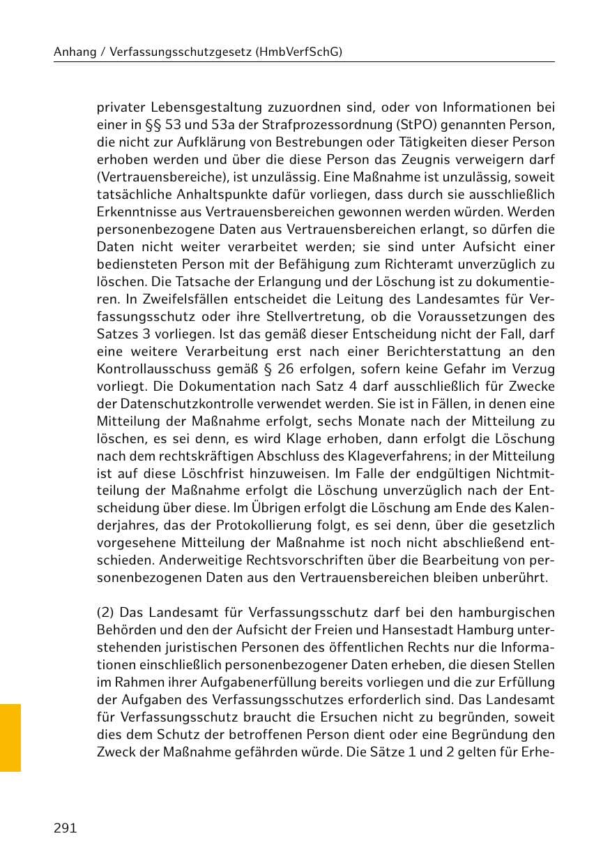 Seite 291 des Verfassungsschutzbericht 2020 Hamburg
