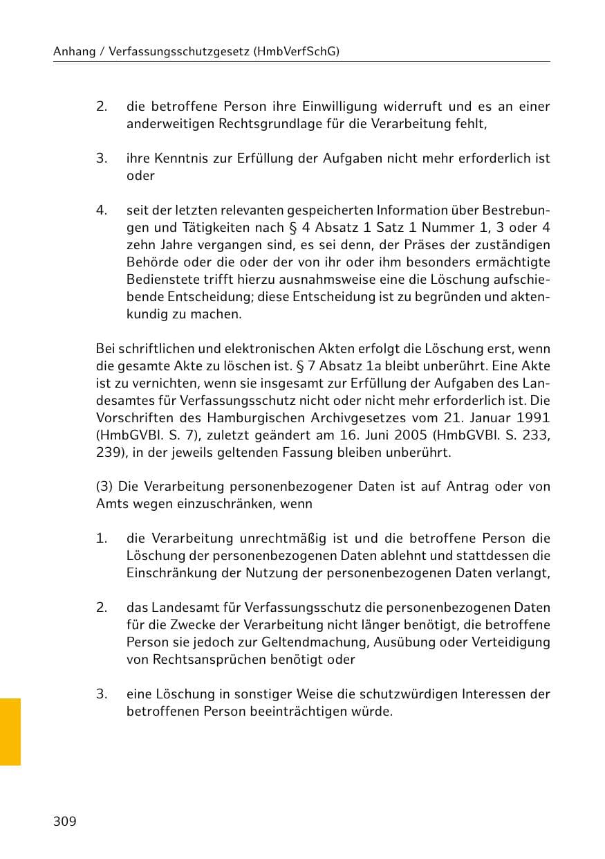 Seite 309 des Verfassungsschutzbericht 2020 Hamburg