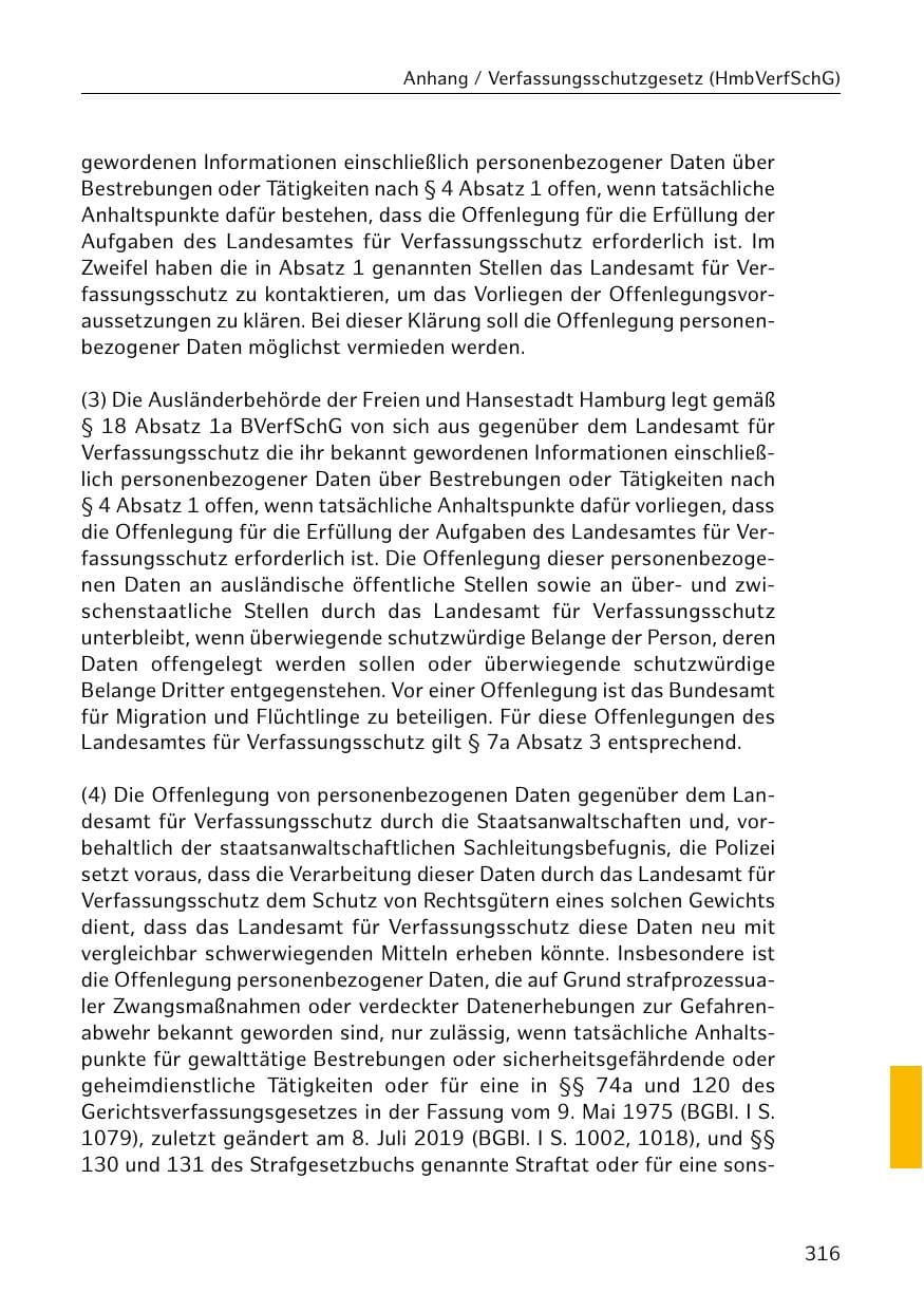 Seite 316 des Verfassungsschutzbericht 2020 Hamburg