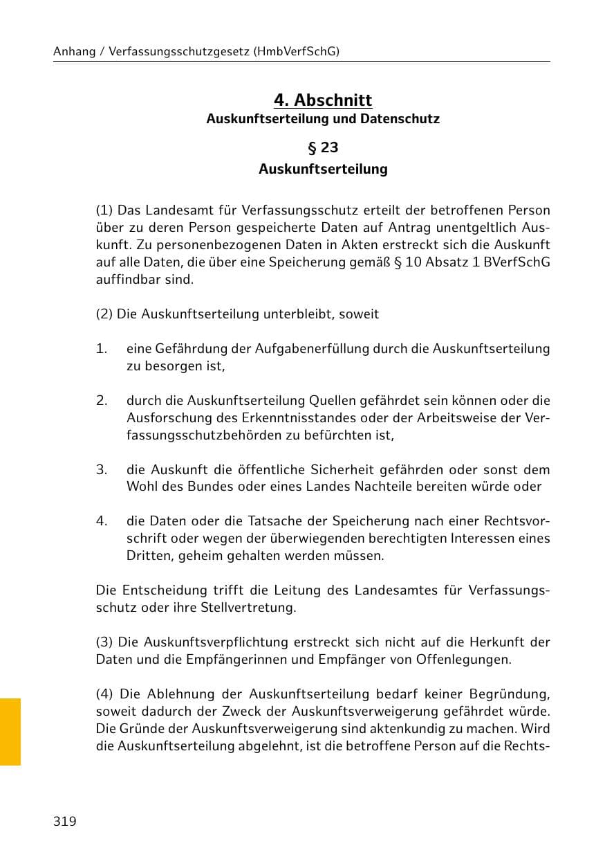 Seite 319 des Verfassungsschutzbericht 2020 Hamburg
