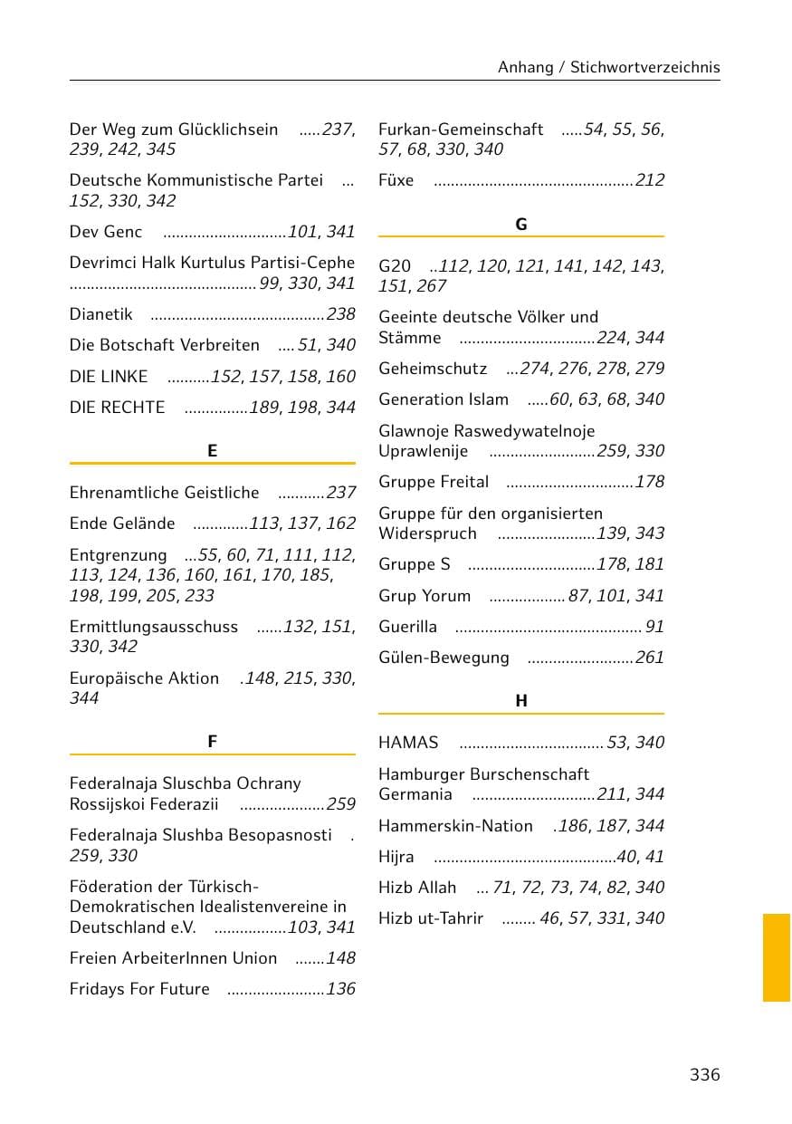 Seite 336 des Verfassungsschutzbericht 2020 Hamburg
