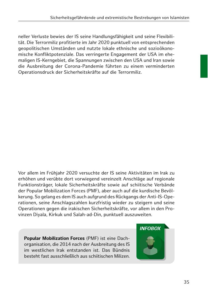 Seite 35 des Verfassungsschutzbericht 2020 Hamburg