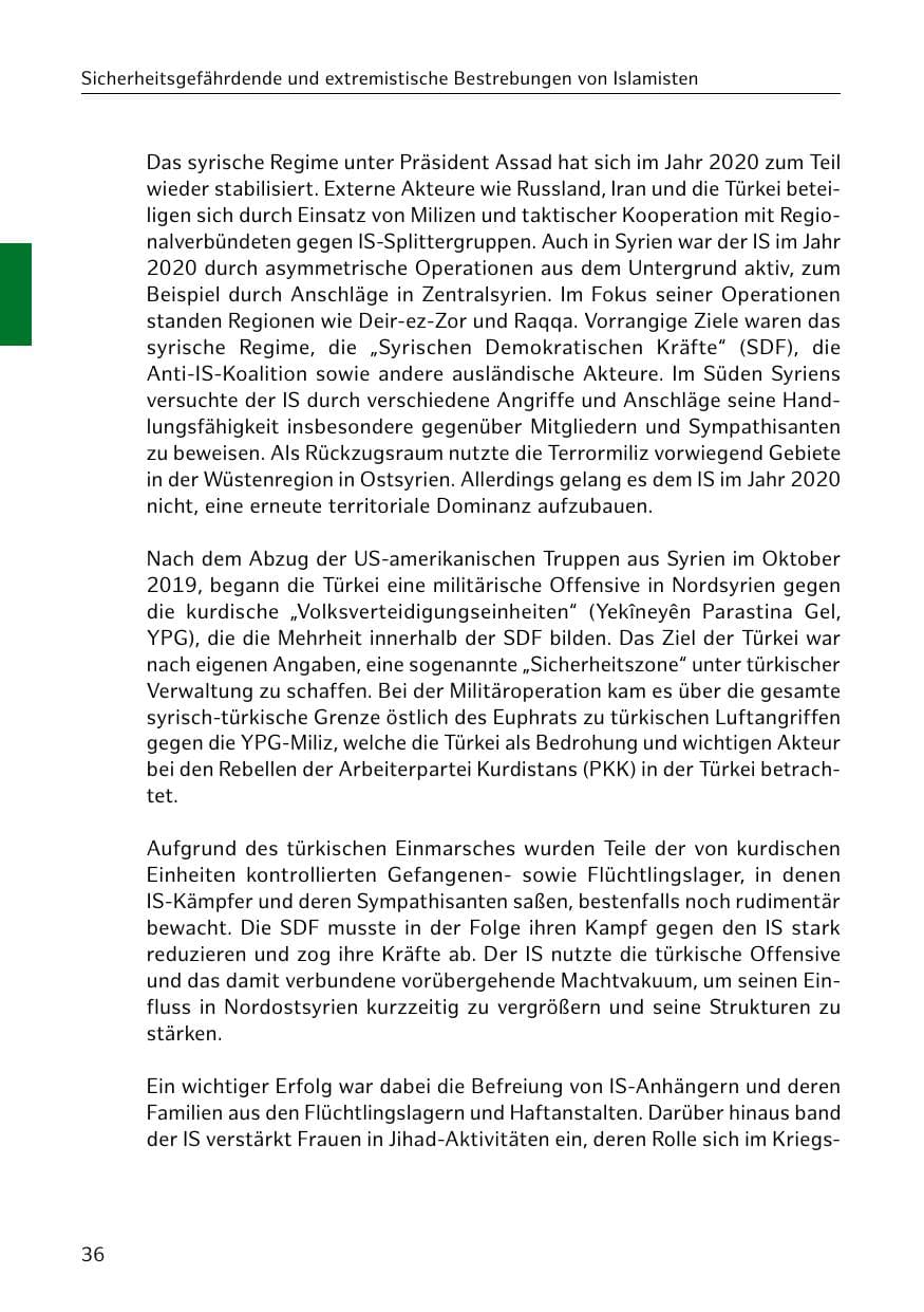 Seite 36 des Verfassungsschutzbericht 2020 Hamburg