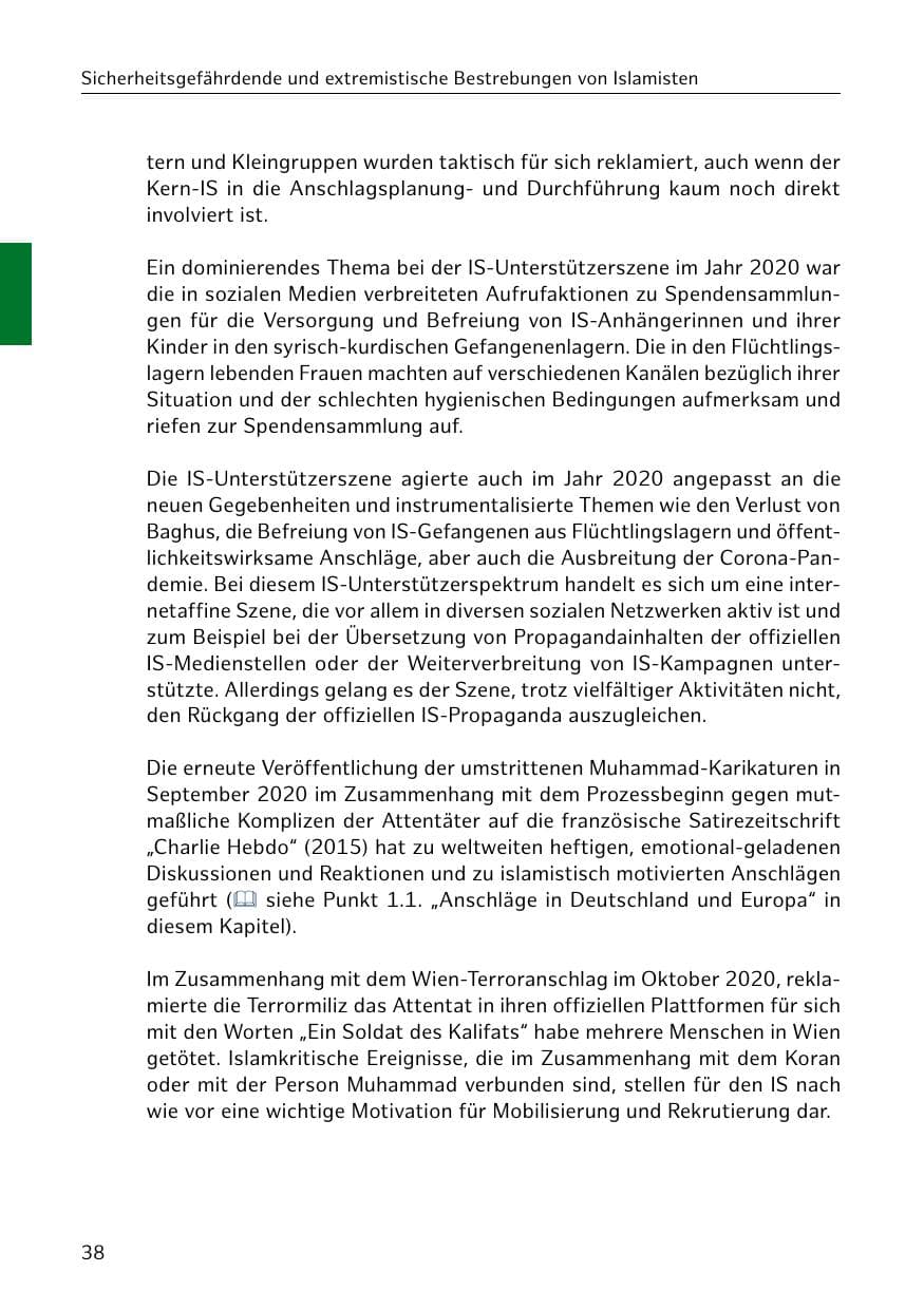 Seite 38 des Verfassungsschutzbericht 2020 Hamburg
