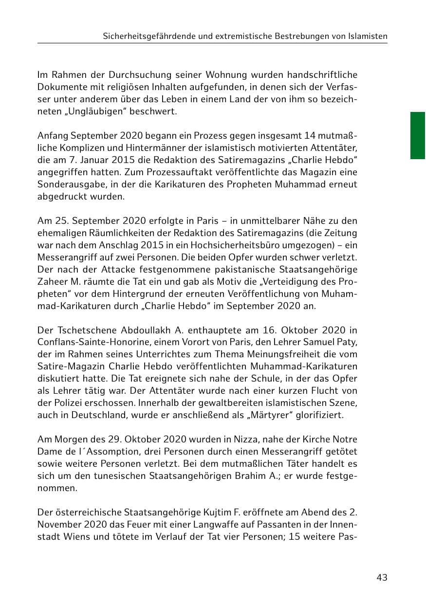 Seite 43 des Verfassungsschutzbericht 2020 Hamburg