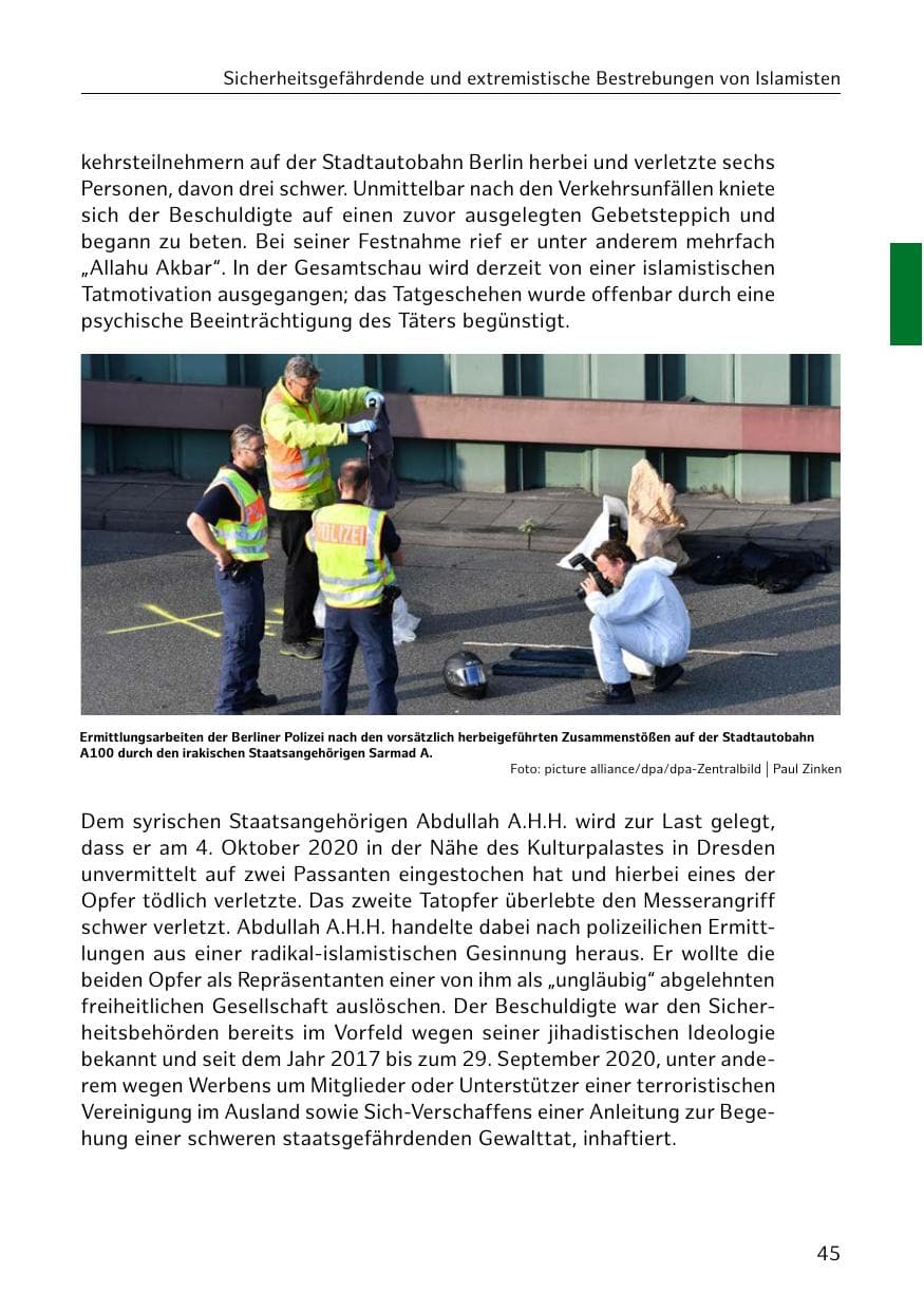 Seite 45 des Verfassungsschutzbericht 2020 Hamburg
