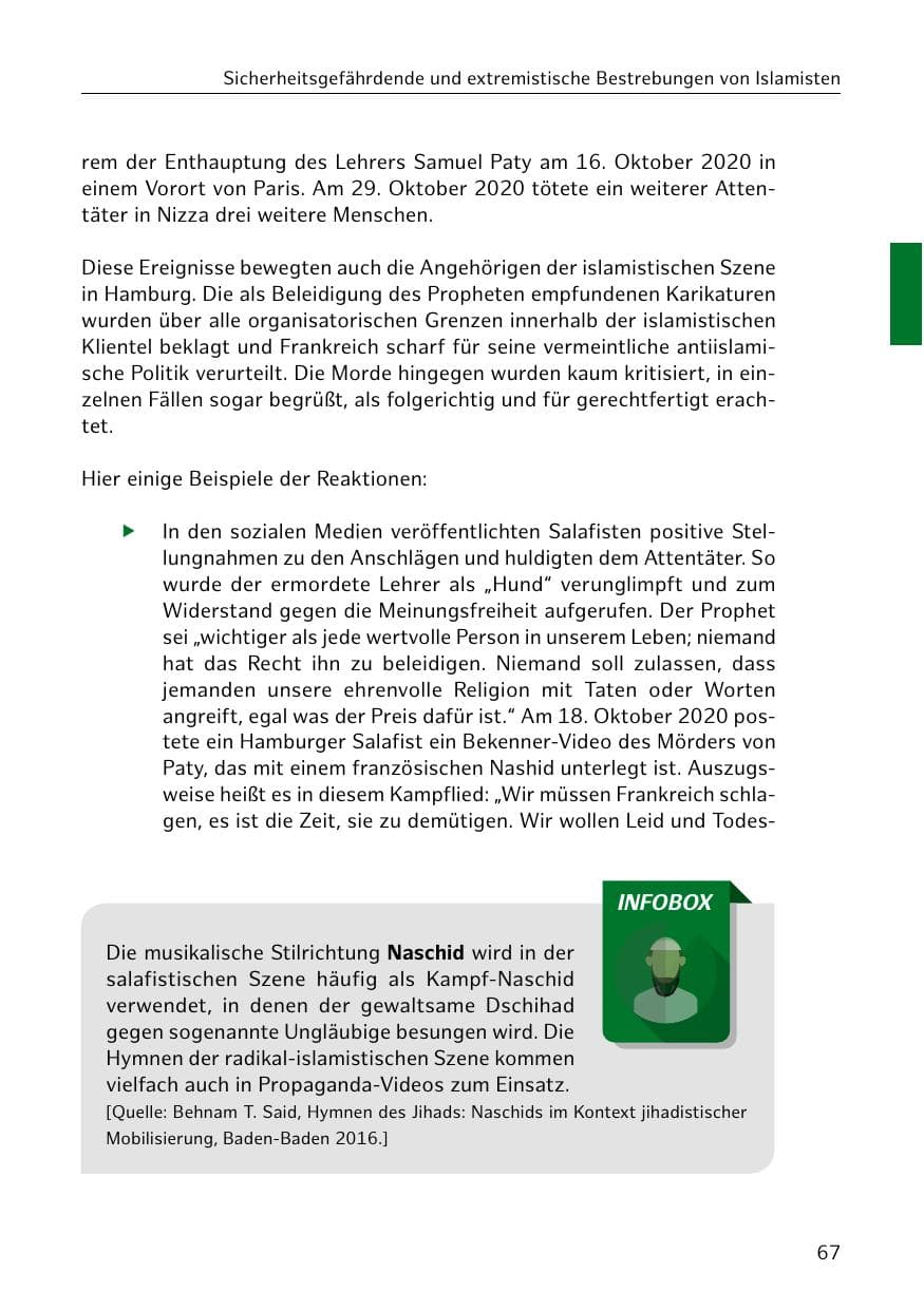 Seite 67 des Verfassungsschutzbericht 2020 Hamburg